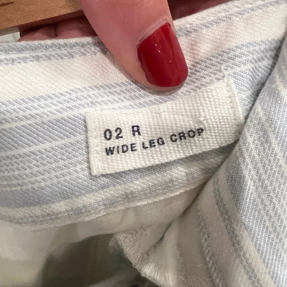 GAP Wide-leg Crop High Rise Chinos Blue and White Stripe - Picture 4 of 15